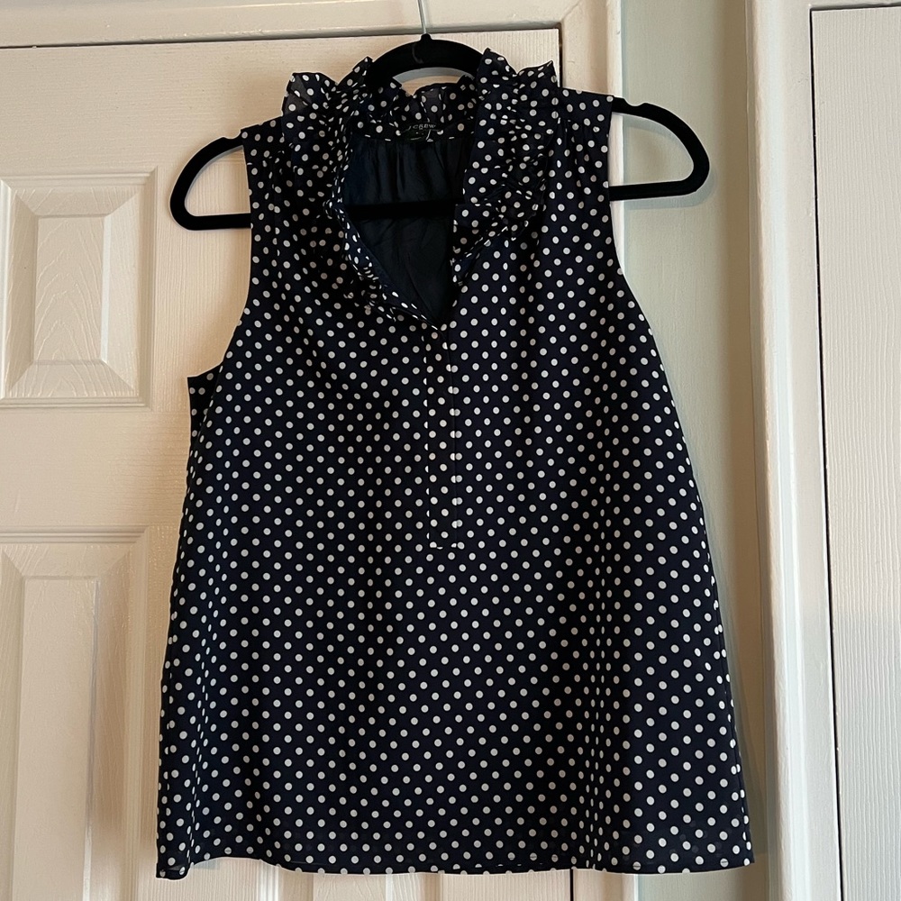 J. Crew navy polka dot sleeveless top